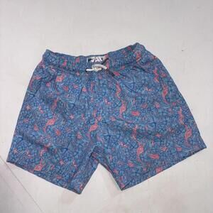 Bermies Boys Preppy Boutique Floral Blue Pink Bathing Suit Trunks Swim Shorts 5